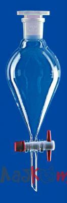 Воронка делительная коническая Lenz 50 мл, без градуировки, PTFE кран, стекло