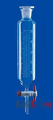 Воронка делительная цилиндрическая Lenz 500 мл, с градуировкой, PTFE кран, стекло