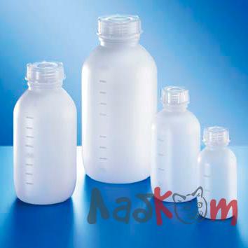 Бутыль Kautex со средним горлом 1000 мл, HDPE, круглая, градуированная, естественный цвет, с винтовой крышкой