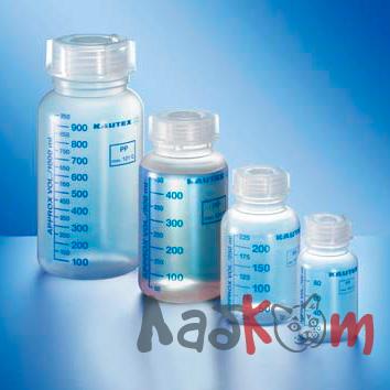 Бутыль Kautex широкогорлая 500 мл, PP, круглая, градуированная, естественный цвет, с винтовой крышкой