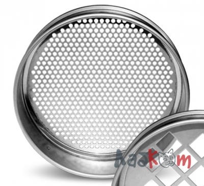 Сито лабораторное Retsch с перфорированной пластиной из нерж. стали, круглая ячейка, диаметр 200 мм, высота 50 мм, размер ячейки 3,55 мм, ISO 3310/2