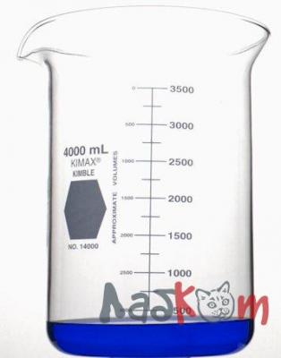 Стакан Гриффина Kimble 4000 мл, низкий, с градуировкой, с носиком, стекло