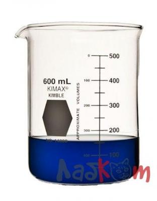 Стакан Гриффина Kimble 600 мл, низкий, с градуировкой, с носиком, стекло