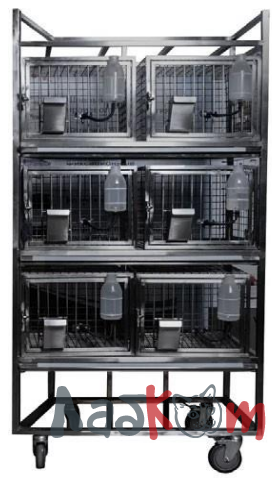 Стеллаж CL-1271.2  c колесами с 6 клетками для кроликов c системой поения